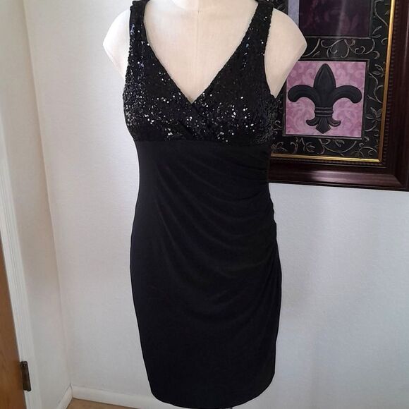 Jessica Howard Sequin wrap top Side Runch Dress - Picture 10 of 15